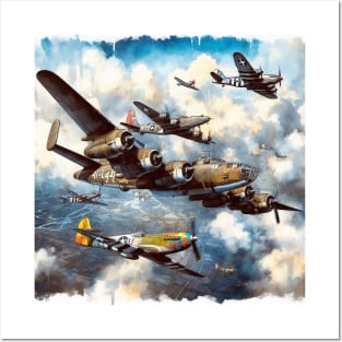 Fantasy illustration of WWII aircraft in battle Posters and Art